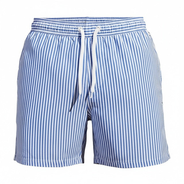 Heren gestreepte zwemshorts met trekkoord in de taille