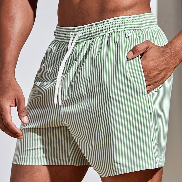 Gestreepte zwemshort voor heren met trekkoord in de taille