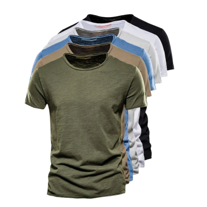 Heren-T-shirt met ronde hals en slubgaren-structuur