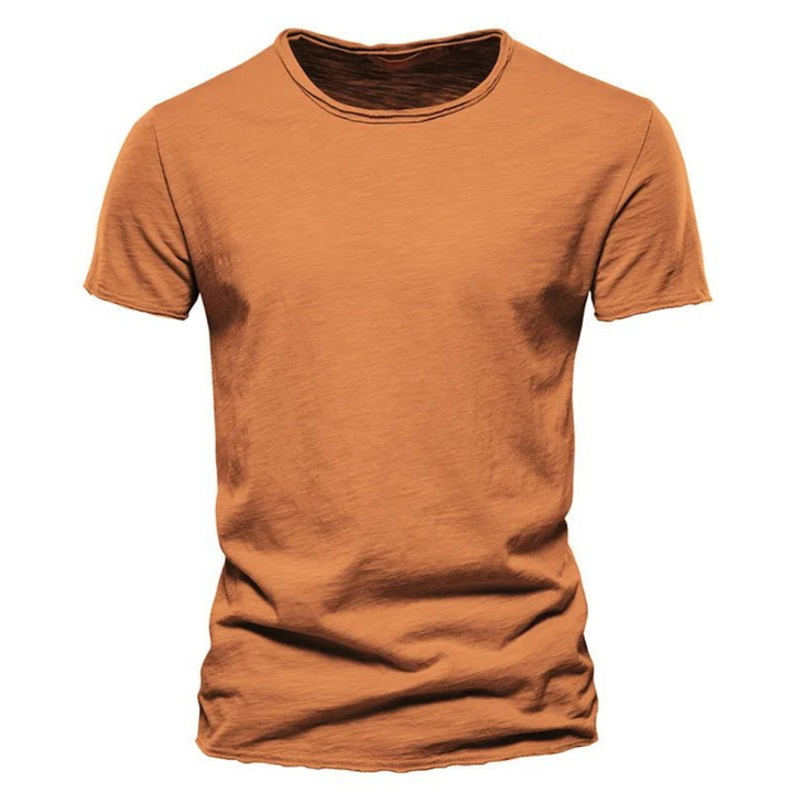 Heren-T-shirt met ronde hals en slubgaren-structuur