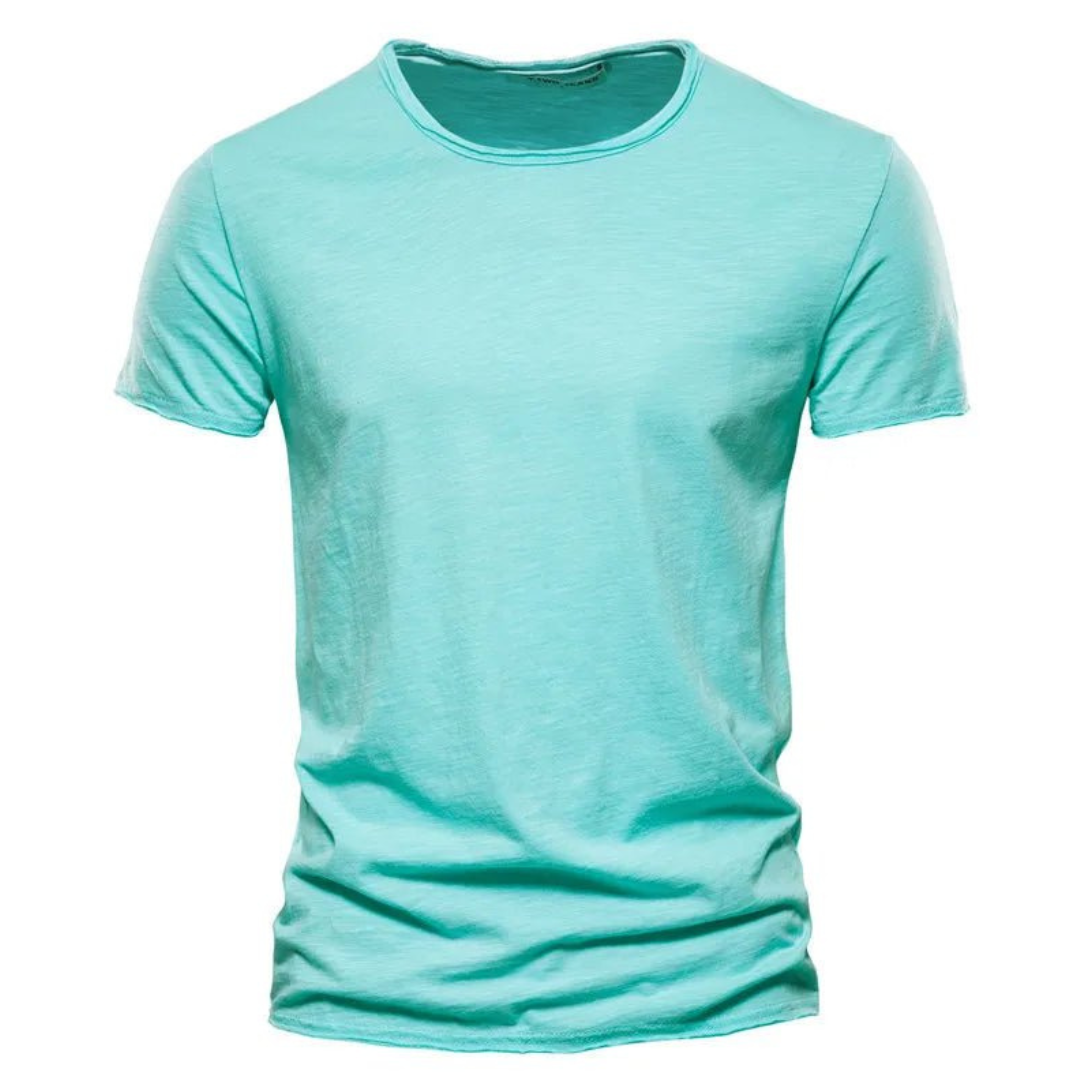 Heren-T-shirt met ronde hals en slubgaren-structuur
