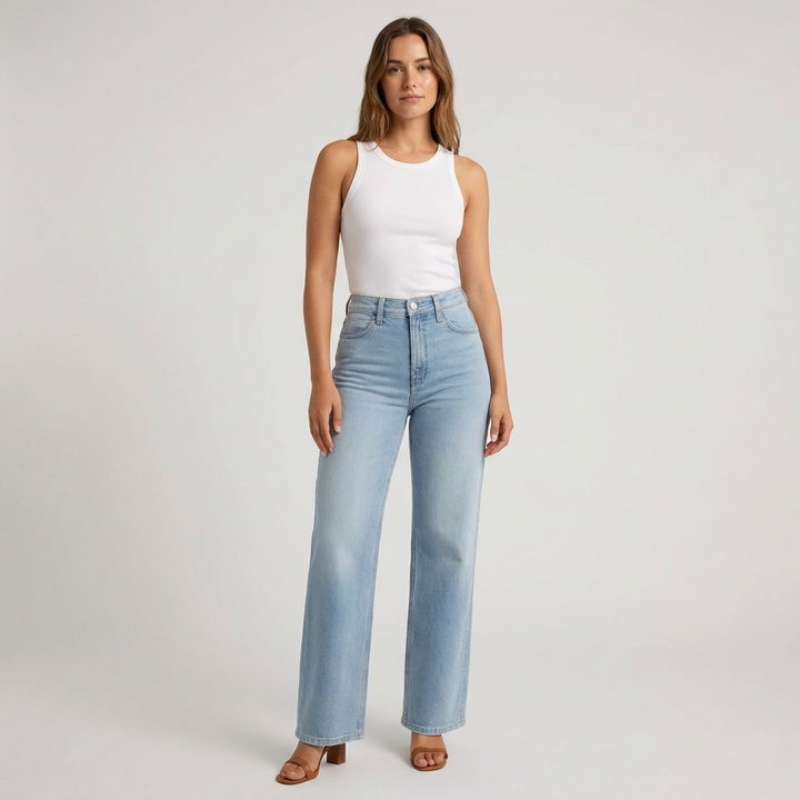 Vrouwen Hoge Taille Rechtemodel Jeans – Casual Gekort Stijl