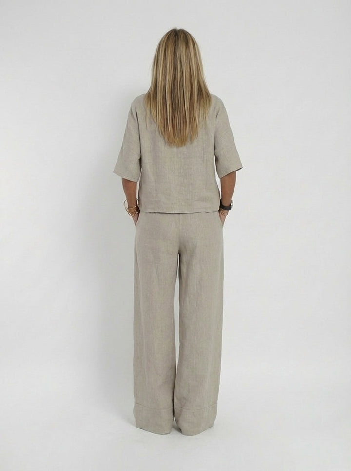 Luchtig Tweedelig Damesset Met Wijde Broek