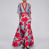 Vrouwen Floral V-Hals Lange Jurk