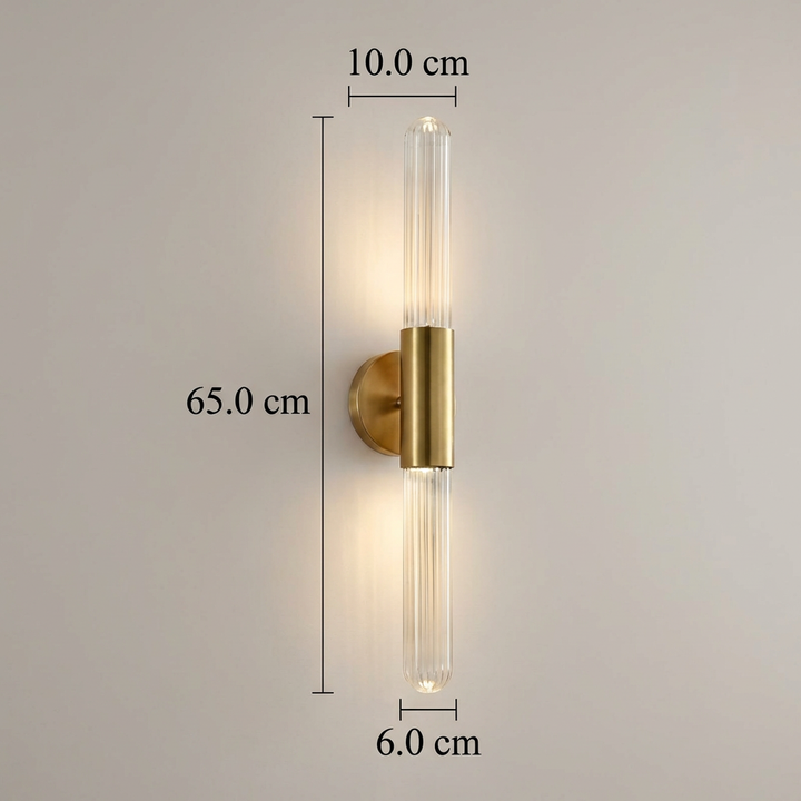 Nordic Wandlamp van Golfglas met LED, Messing, 1 Lichtpunt