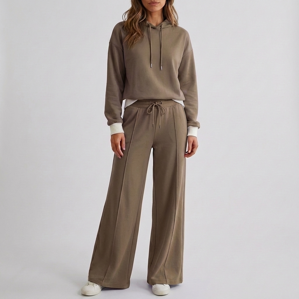 Tweedelige set met hoodie en wijde broek voor dames