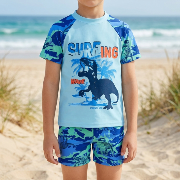 Jonge Jongen Casual Loose-Fit T-Shirt & Shorts Zwem Set
