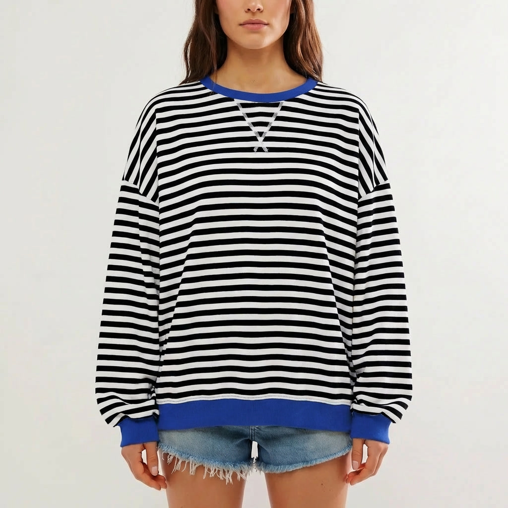 Oversized Gestreepte Trui met Lange Mouwen
