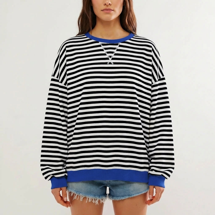 Oversized Gestreepte Trui met Lange Mouwen