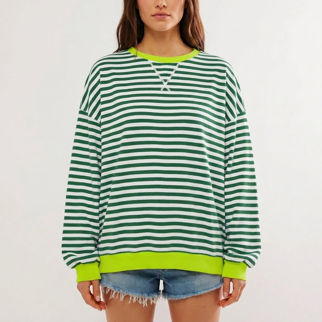 Oversized Gestreepte Trui met Lange Mouwen