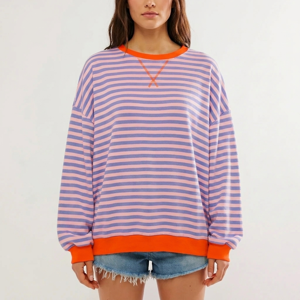 Oversized Gestreepte Trui met Lange Mouwen