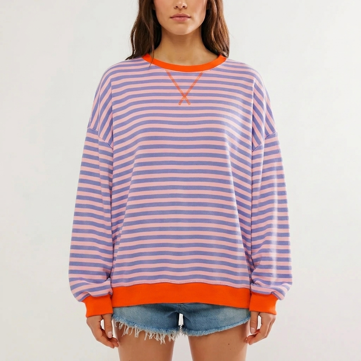 Oversized Gestreepte Trui met Lange Mouwen