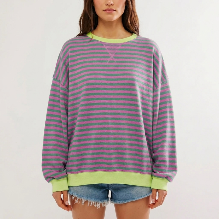 Oversized Gestreepte Trui met Lange Mouwen