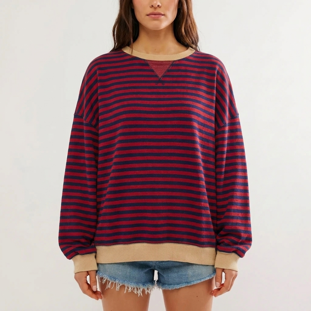 Oversized Gestreepte Trui met Lange Mouwen