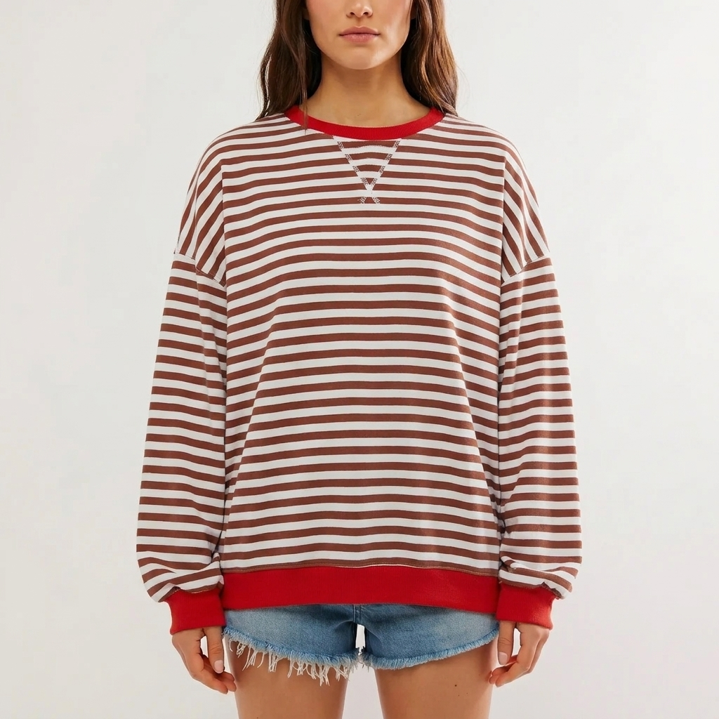 Oversized Gestreepte Trui met Lange Mouwen