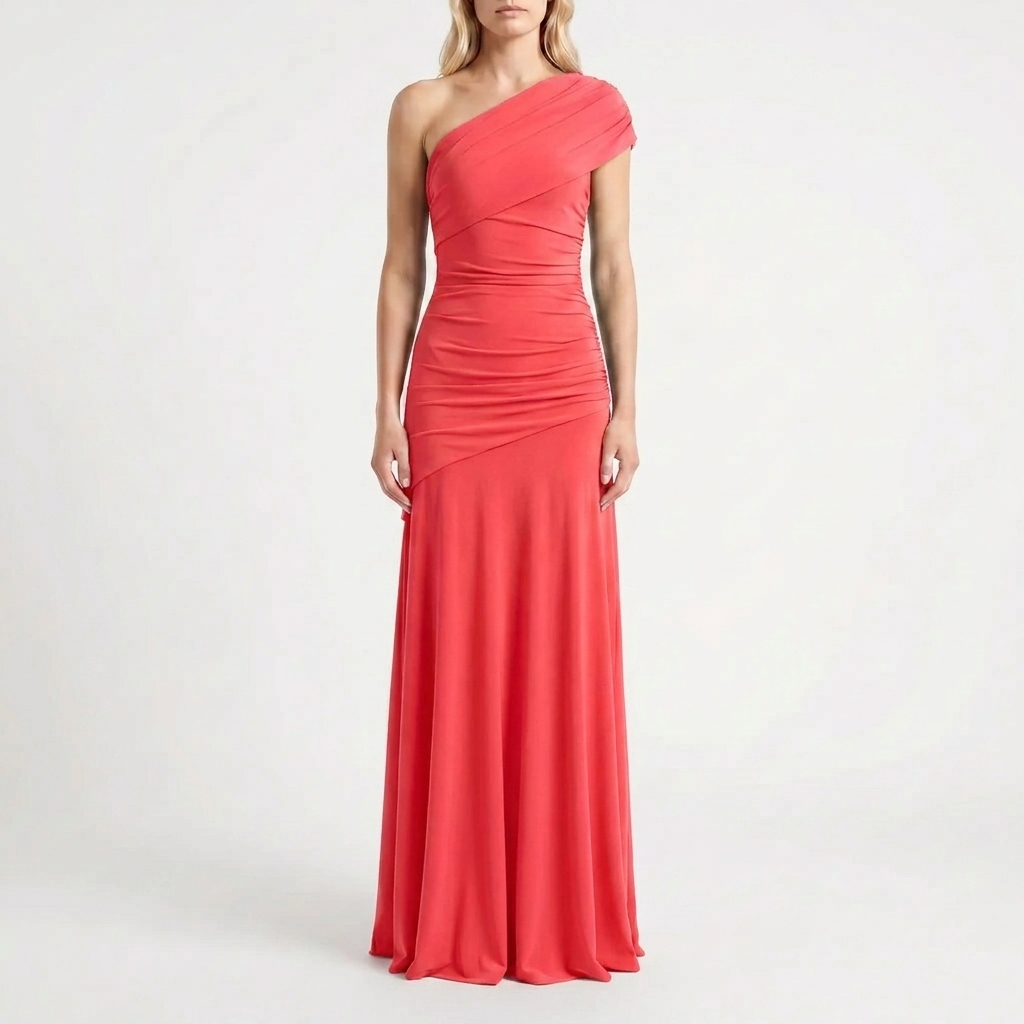 Asymmetrische Een-Schouder Maxi Jurk