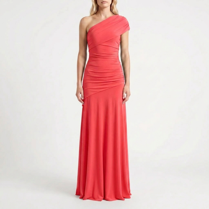 Asymmetrische Een-Schouder Maxi Jurk