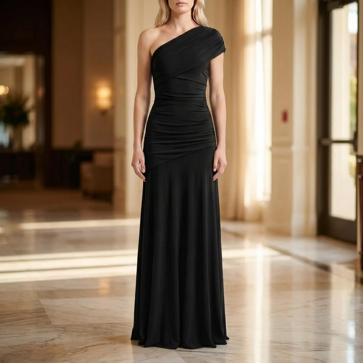 Asymmetrische Een-Schouder Maxi Jurk