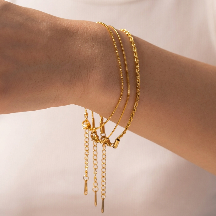 Gouden trio-armbandenset