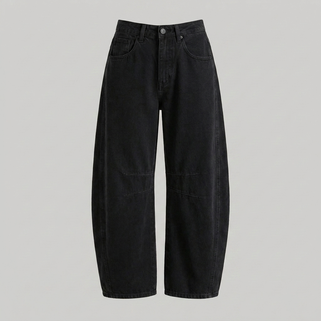 Denimjeans met hoge taille en wijde pijpen