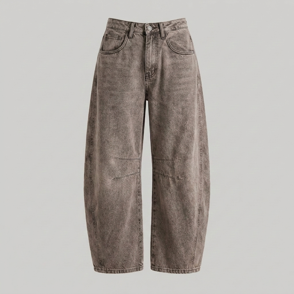 Denimjeans met hoge taille en wijde pijpen