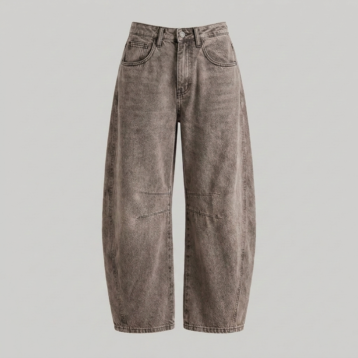 Denimjeans met hoge taille en wijde pijpen