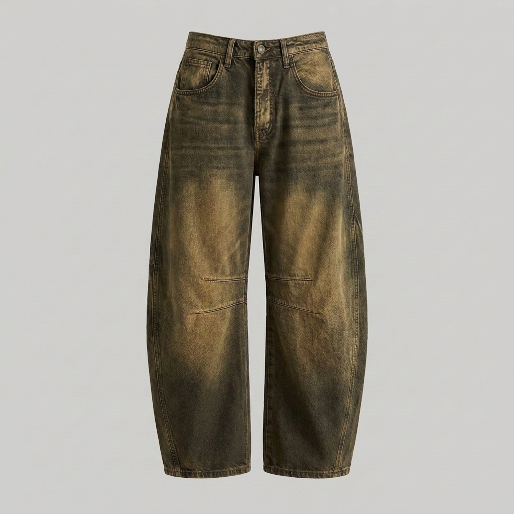 Denimjeans met hoge taille en wijde pijpen