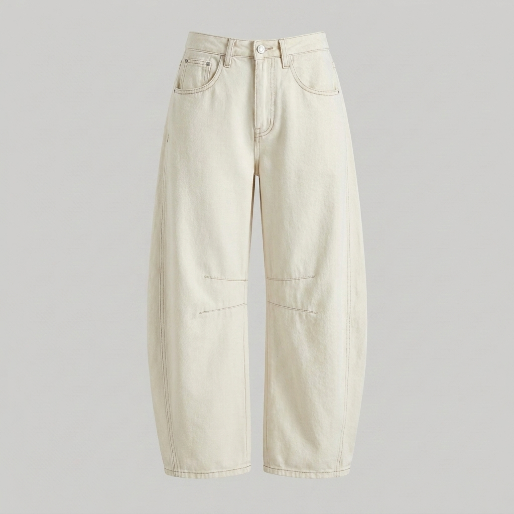 Denimjeans met hoge taille en wijde pijpen