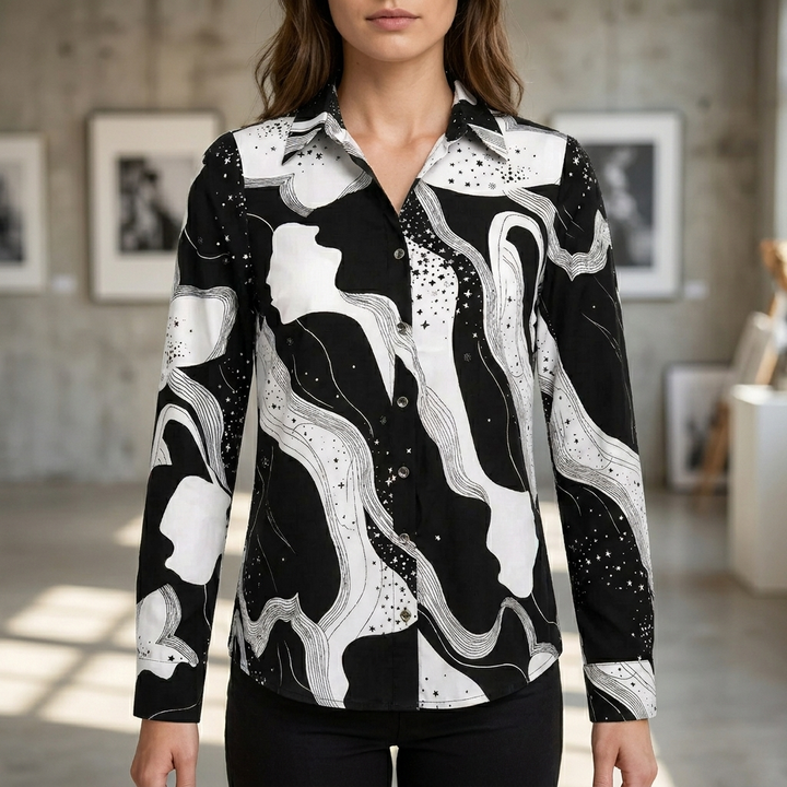 Blouse met V-hals en print