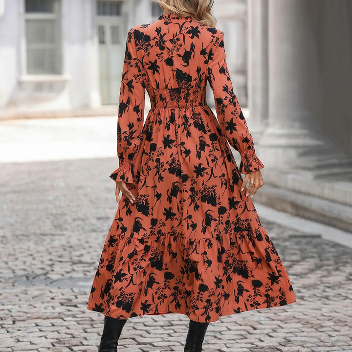 Somme A‑lijnjurk met Print en V‑hals