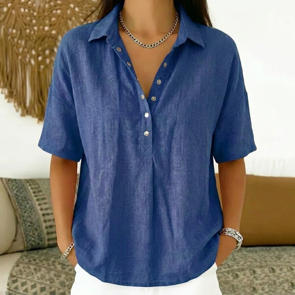 Blouse met Kraag & Knoopdetail