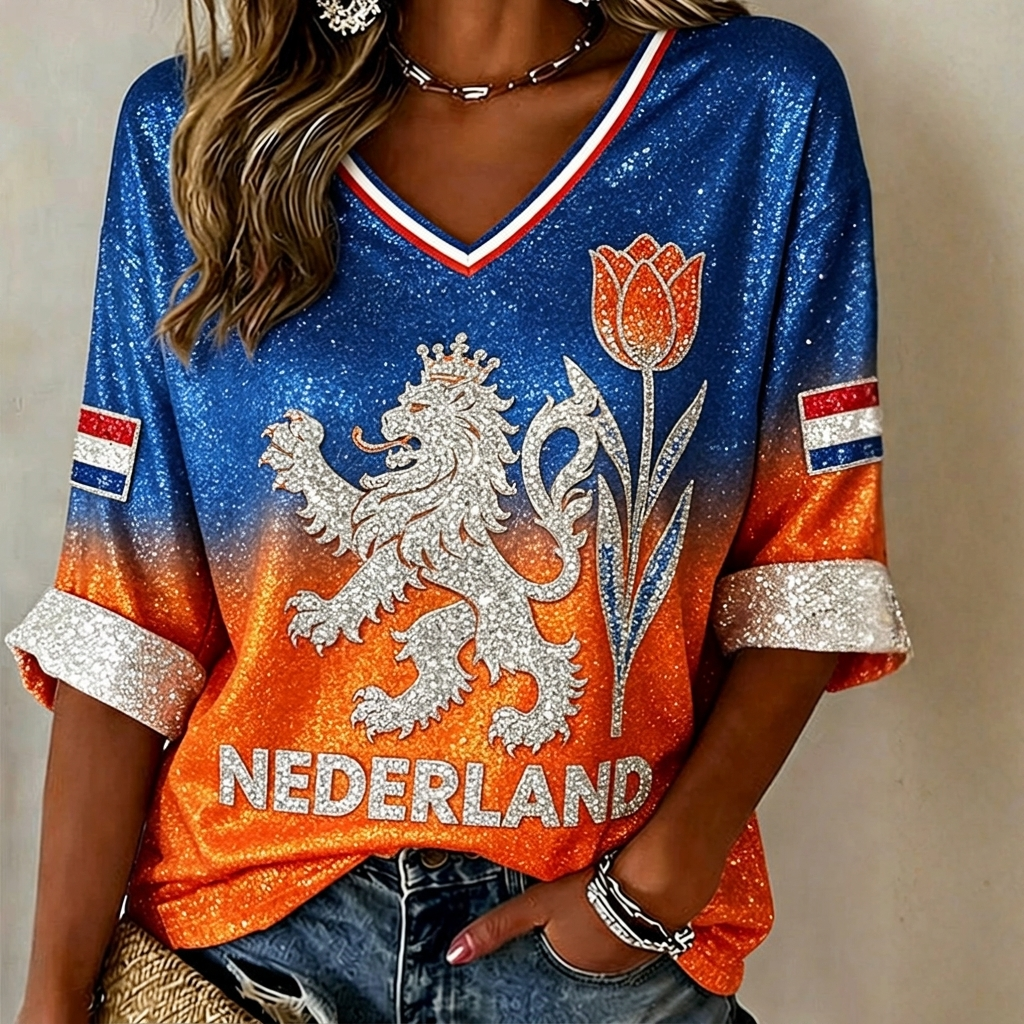 Dames Getailleerde Oranje WK Top