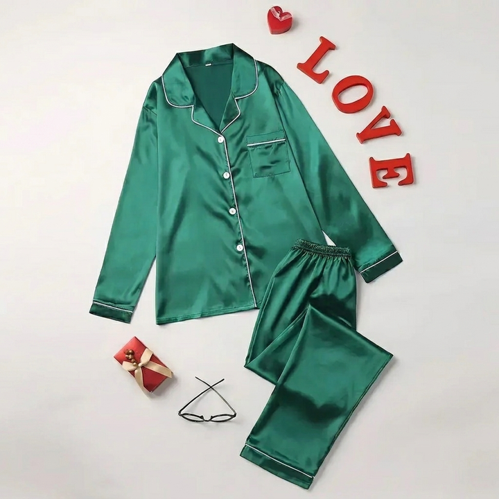 Luxe Nachtkleding Set – Satijnen Pyjama voor Dames