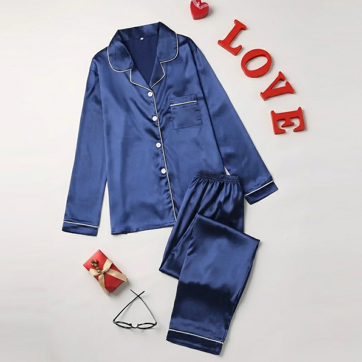 Luxe Nachtkleding Set – Satijnen Pyjama voor Dames
