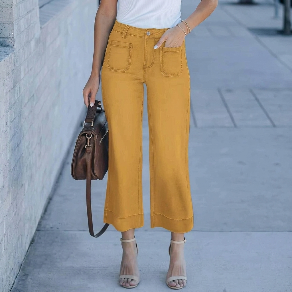Casual Chic Hoge Taille Rechte Brede Pijpen Jeans