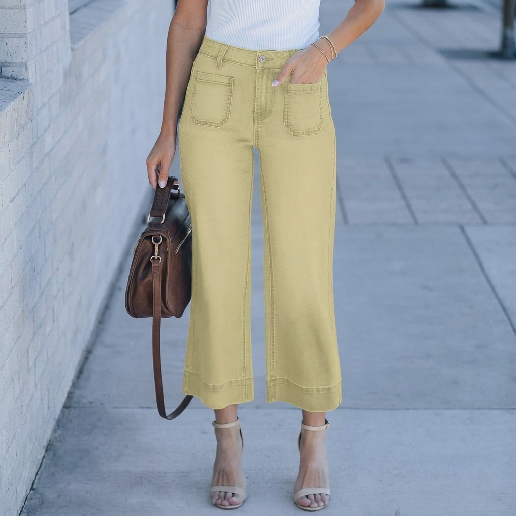 Casual Chic Hoge Taille Rechte Brede Pijpen Jeans