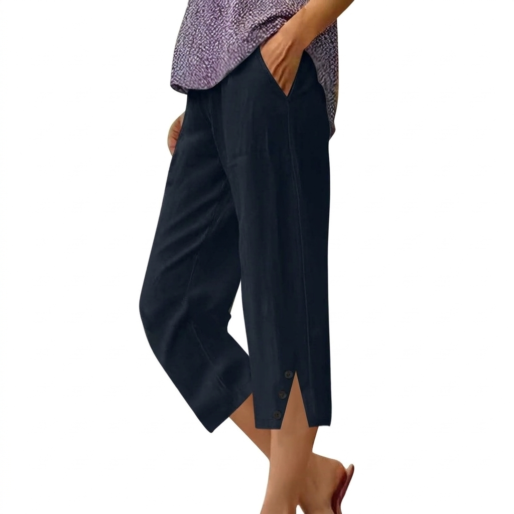 Hoge Taille Vrouwen Loose Fit Casual Broeken met Zakken