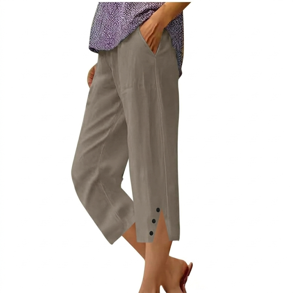 Hoge Taille Vrouwen Loose Fit Casual Broeken met Zakken
