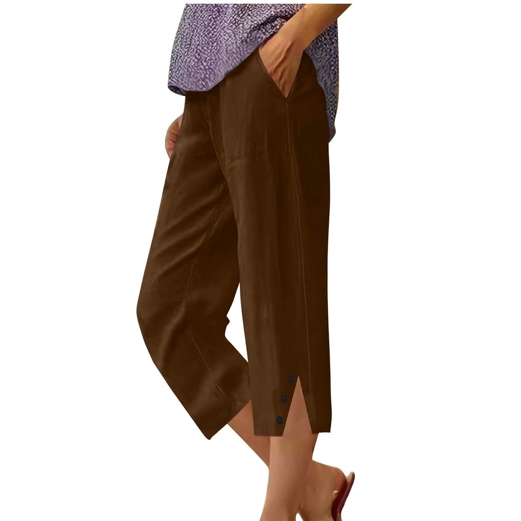 Hoge Taille Vrouwen Loose Fit Casual Broeken met Zakken