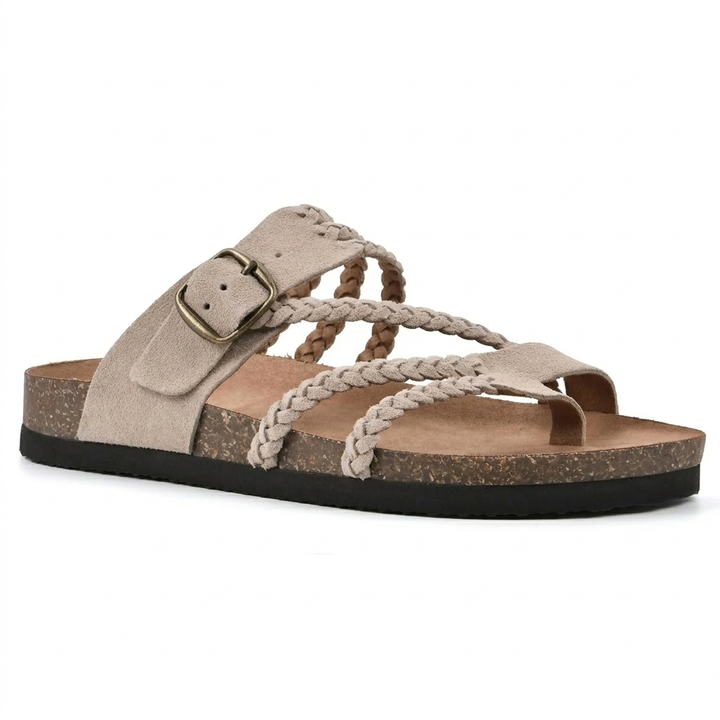 Elegante Europese Stijl Geweven Band Plat Sandalen voor Vrouwen