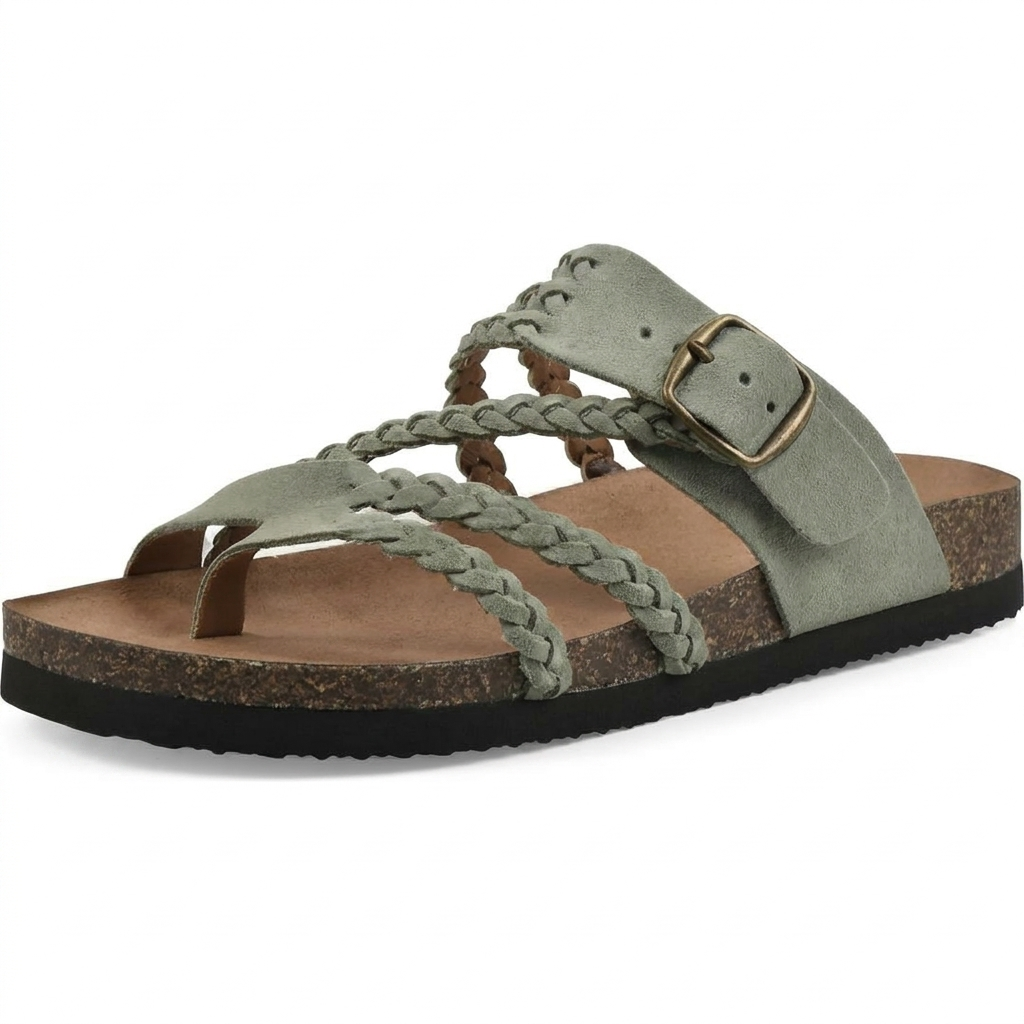 Elegante Europese Stijl Geweven Band Plat Sandalen voor Vrouwen