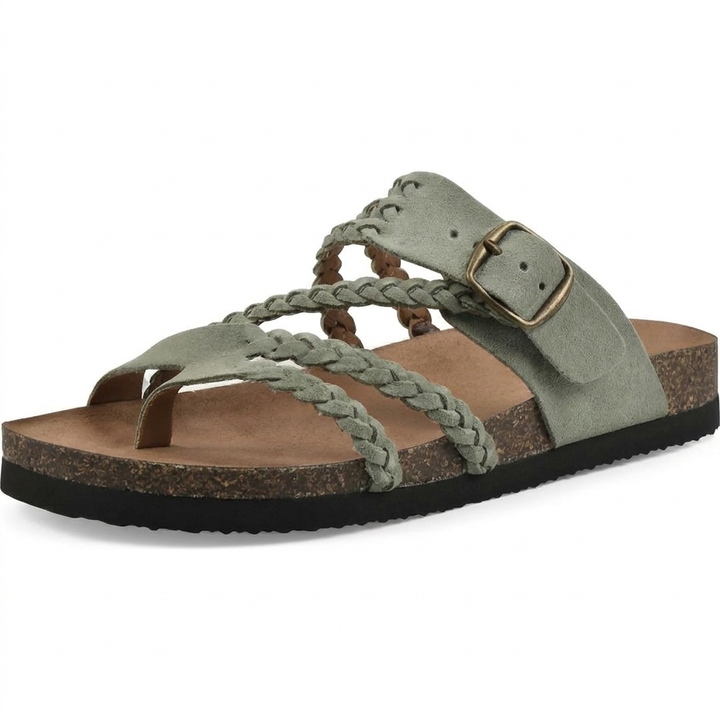 Elegante Europese Stijl Geweven Band Plat Sandalen voor Vrouwen