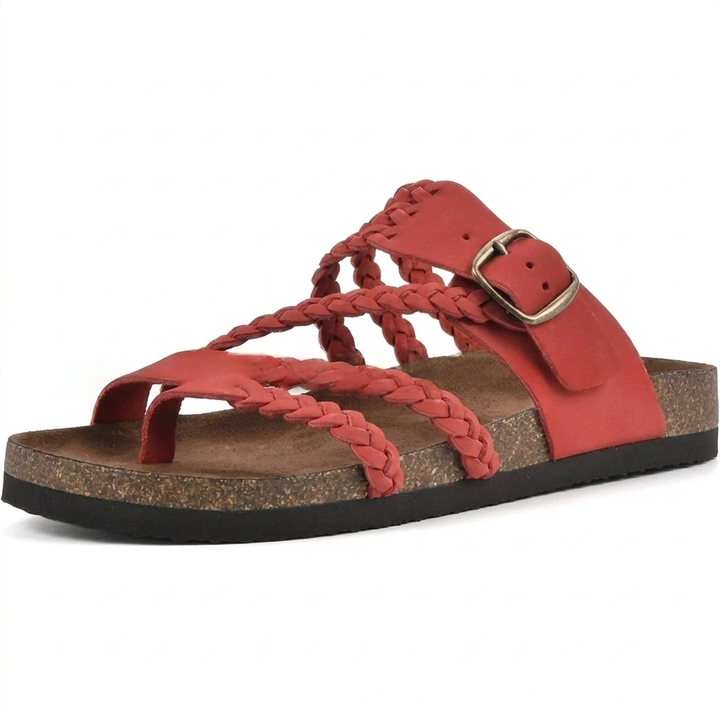 Elegante Europese Stijl Geweven Band Plat Sandalen voor Vrouwen