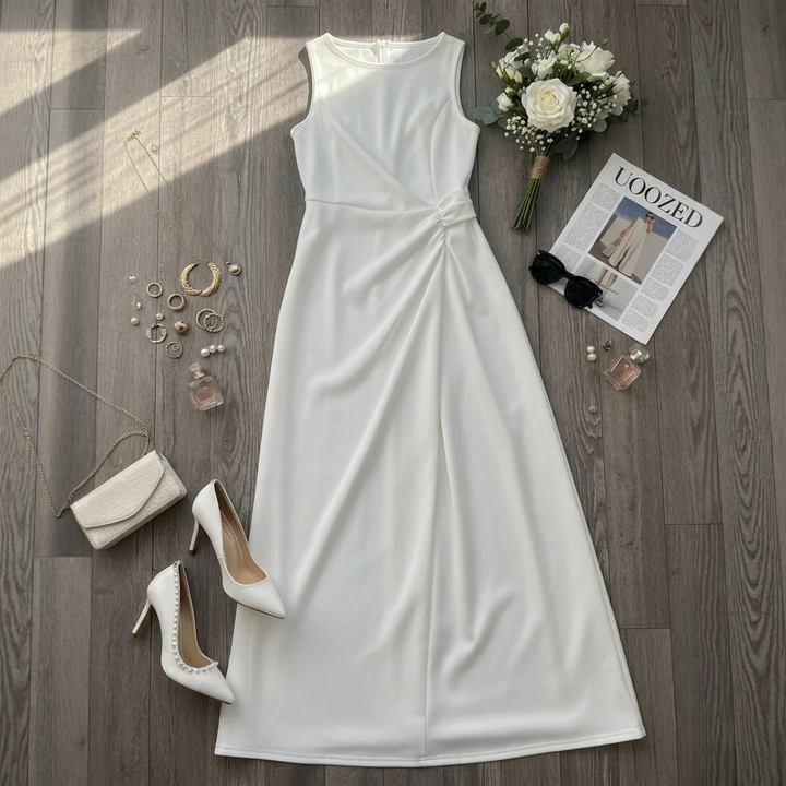 Elegante Geplooide Maxi-Jurk voor Dames