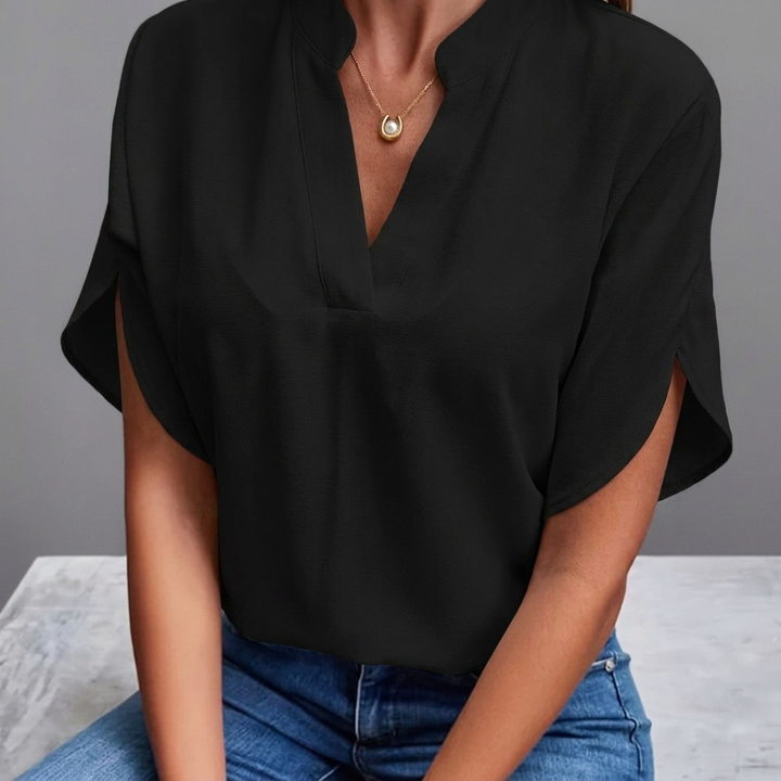 Dames Casual Blouse met V-Hals en Luchtige Chiffon Stof