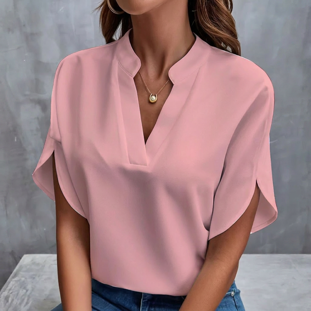 Dames Casual Blouse met V-Hals en Luchtige Chiffon Stof