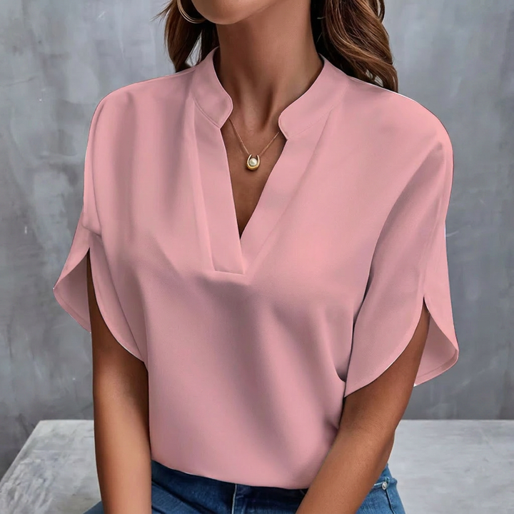 Dames Casual Blouse met V-Hals en Luchtige Chiffon Stof