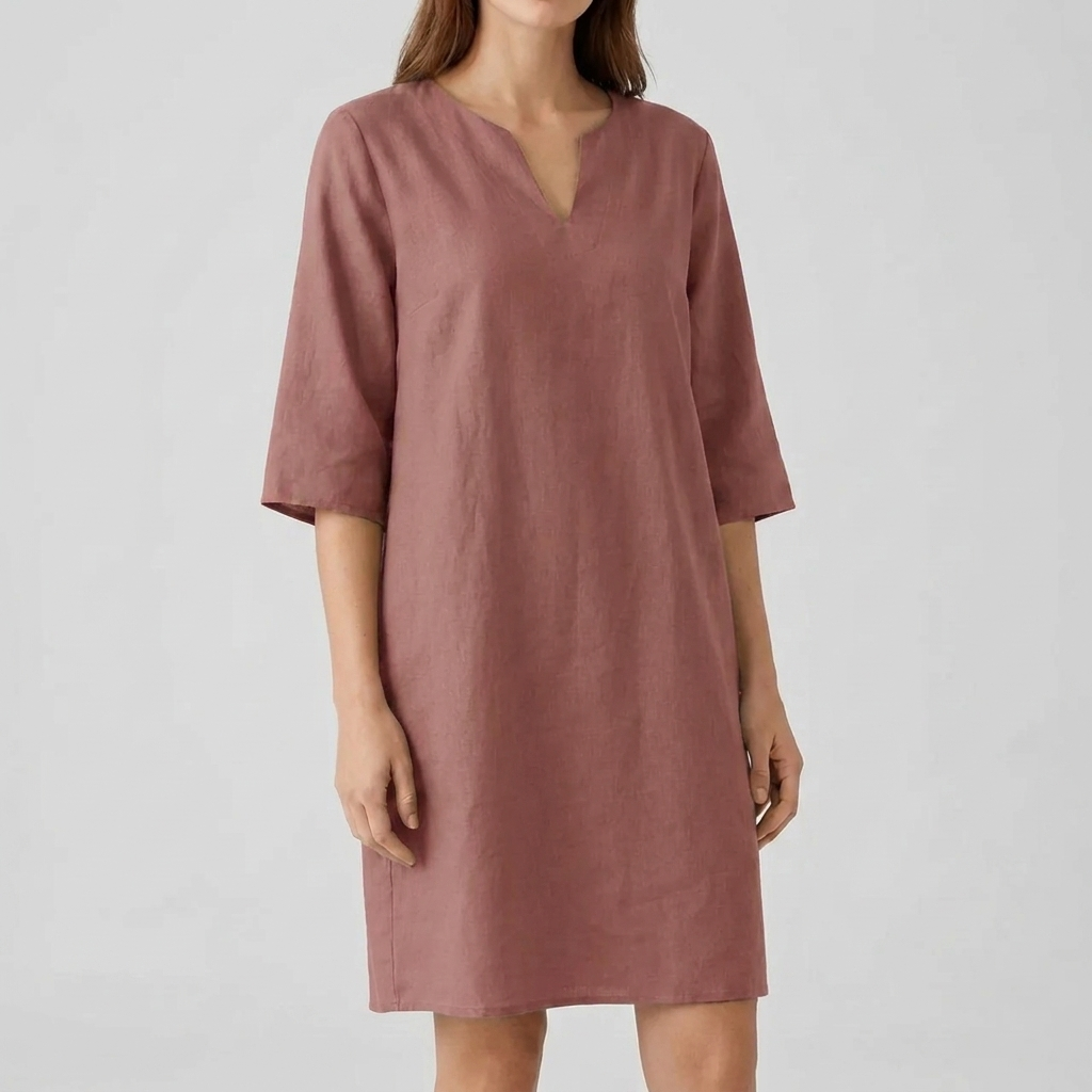 Vintage midi-jurk voor dames met korte mouwen