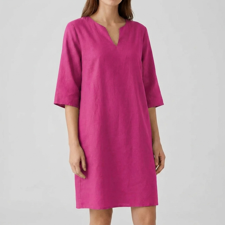 Vintage midi-jurk voor dames met korte mouwen