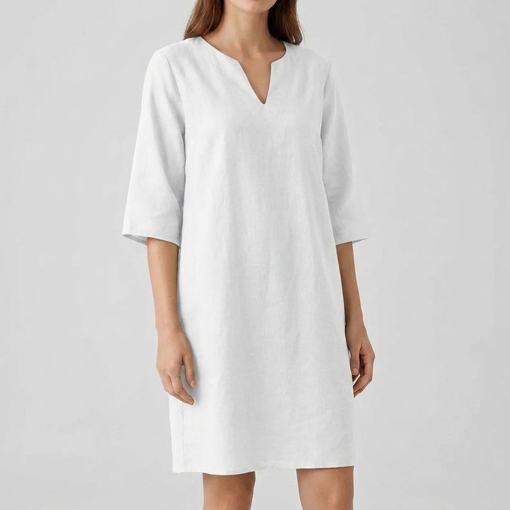 Vintage midi-jurk voor dames met korte mouwen